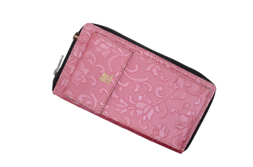 Pink Floweral Design Clutch With Mobile Pouch